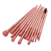 private label 12 pcs baby pink Eye Makeup Brushes Set  Eye shadow Blending Concealer Eyebrow Eyeliner Brush with synthetic hair